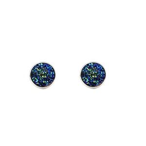 Navy Blue Mineral Crystal Stud Earrings